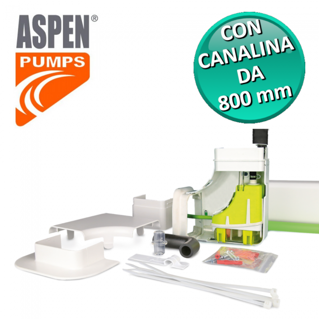 Pompe à condensats de climatisation avec conduit Mini LIME silent+ Aspen Pumps et système Plug & Play.