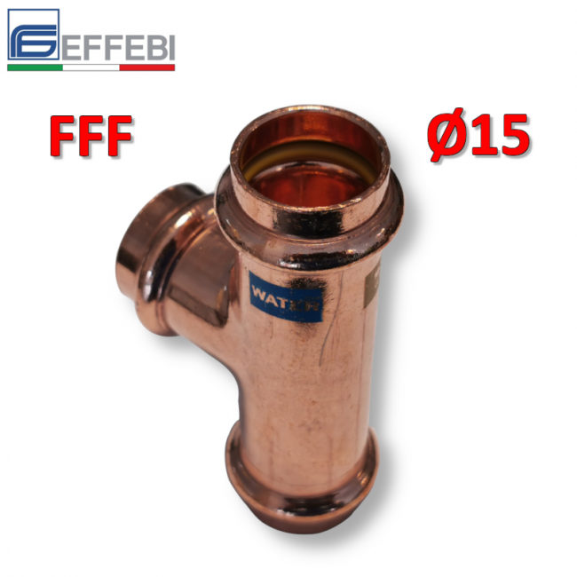 Raccord en T FFF Ø 15x15x15 mm - UNIQUE raccord en cuivre à pression pour eau et gaz