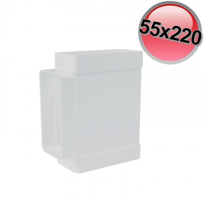 Raccord en T pour conduit rectangulaire 55 x 220 mm en plastique pour hotte de cuisine VMC