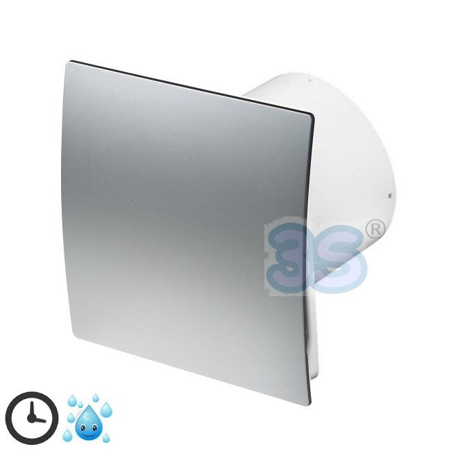 Domestic extractor fan Ø 100 mm with TIMER and HYGROSTAT - satin chrome grille
