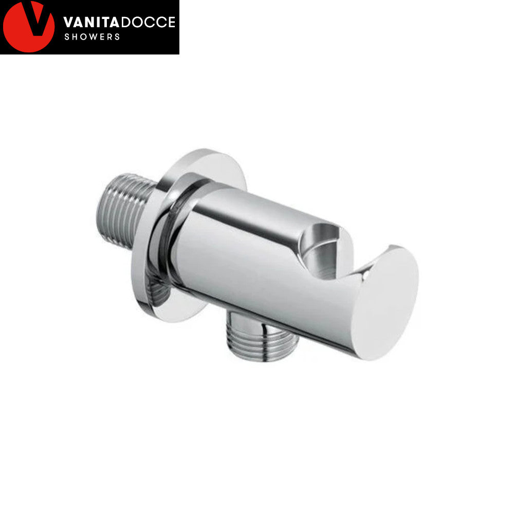 Coude de douche rond avec support mural en laiton, raccords M 1/2''