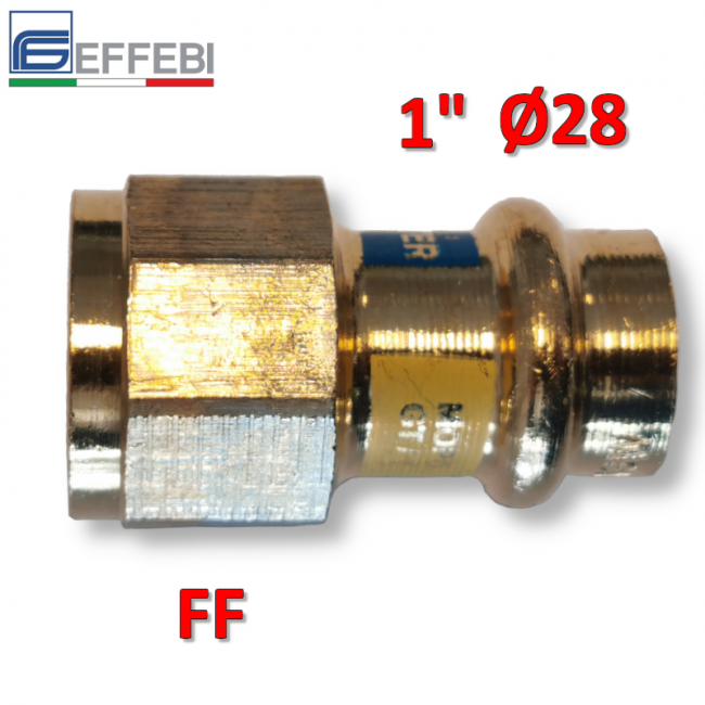 Raccord droit en bronze femelle 1'' x Ø 28 mm - Raccord en cuivre à pression UNIQUE pour eau et gaz