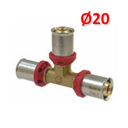 Tube multicouche pressé - Raccord en T Ø 20 x 20 x 20