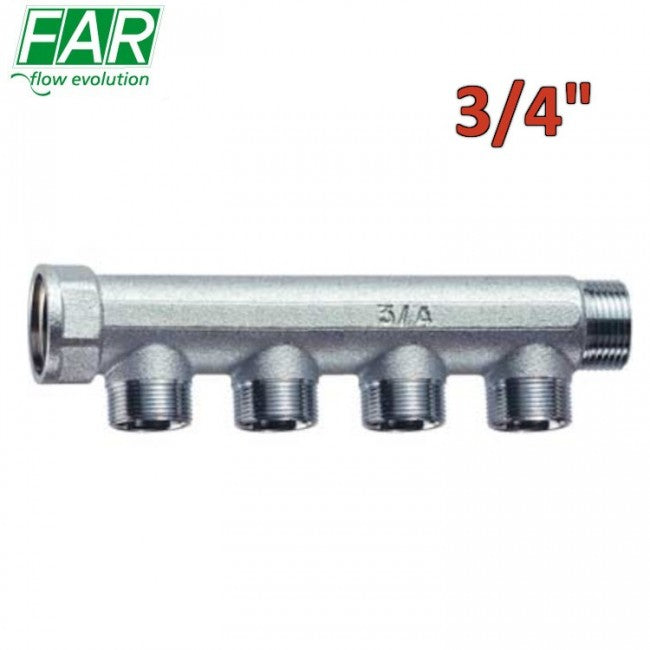 Collecteur modulaire 4 voies 3/4'' M-F 3400, entraxe de 36 mm - FAR