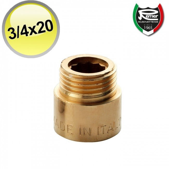 Rallonge en laiton, raccord MF 3/4'', longueur 20 mm