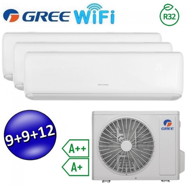 Climatiseur split ARI à onduleur Wi-Fi 9000 + 9000 + 12000 Btu - GREE R32 classe A++/A+ (essai)