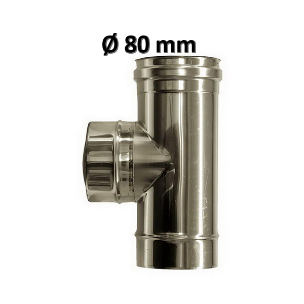 Raccord en T à 90° Ø 80 mm, mâle, acier, pour conduit de cheminée