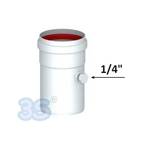 Element with M-F inspection in white extruded aluminum Ø 80mm for boilers