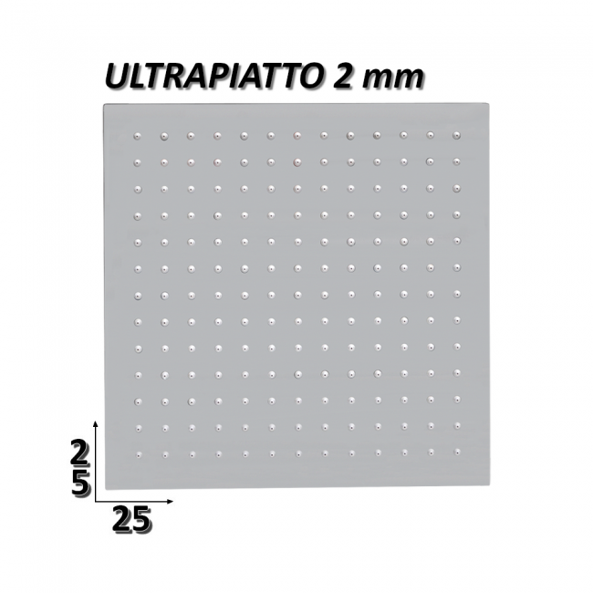 Pommeau de douche carré ultra-mince en acier inoxydable de 25 x 25 cm