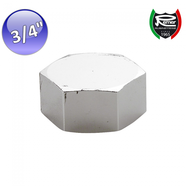 Bouchon hexagonal en laiton chromé 3/4'' - Fiche femelle