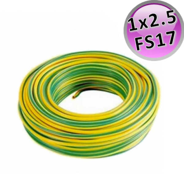 Câble électrique monoconducteur FS17 - 1 x 2,5 mm² JAUNE/VERT RT 100 m