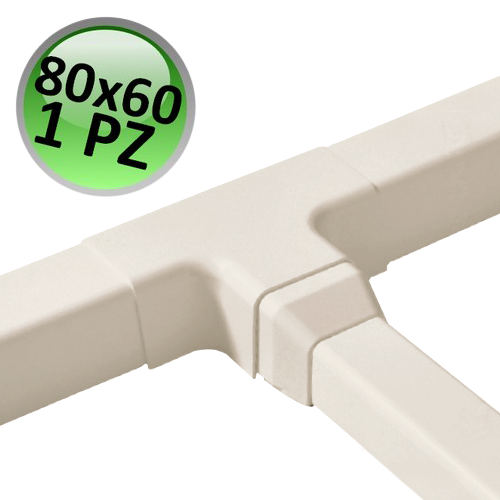 Raccord en T pour conduit 80x60 mm - 1 pièce