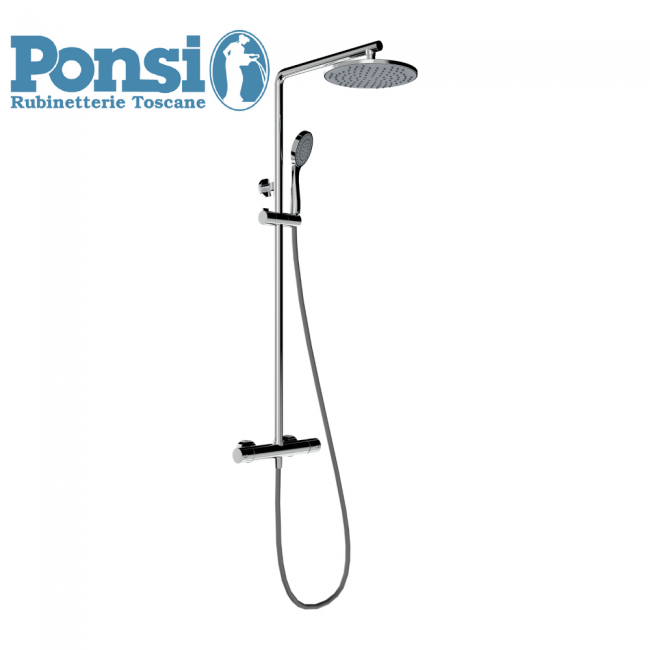 Barre de douche télescopique PONSI ROUND-T avec MIXEUR MÉCANIQUE et inverseur à 2 voies