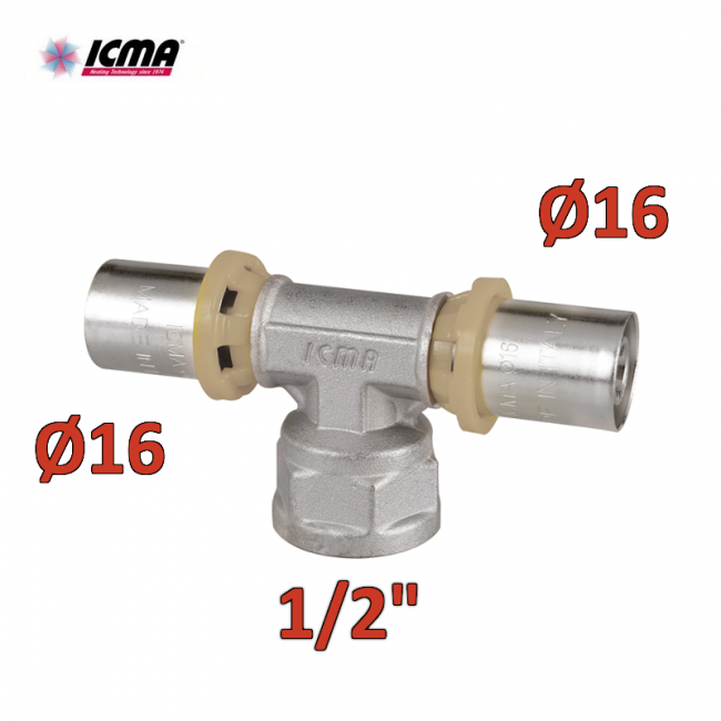ICMA 408 - SEMPITER® Raccord en T femelle à sertir 16 x 1/2'' x 16