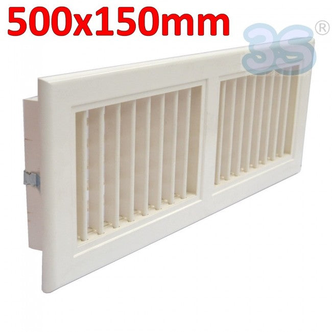 Buse de sortie en ABS de 500 x 150 mm avec double rangée d'ailettes mobiles