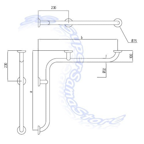 Goman 70x70 cm Safety Corner Grab Bar - Antibacterial