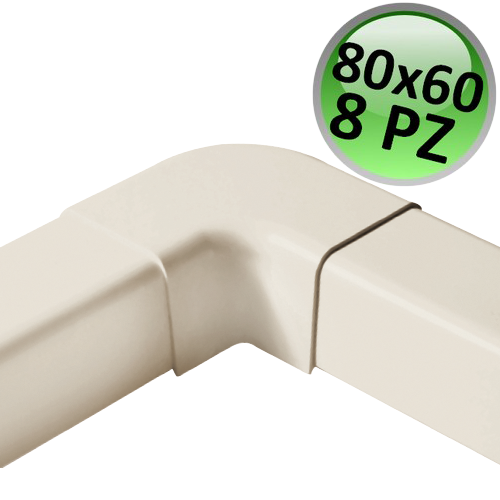 Coude plat pour conduit 80x60 mm - 8 pièces