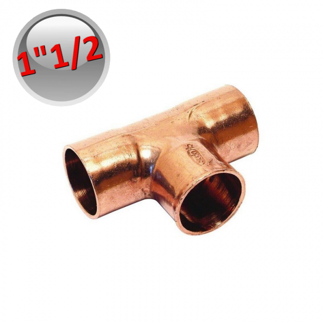 Raccord en T en cuivre FFF pour soudure 1'' 1/2 - 38,10 mm
