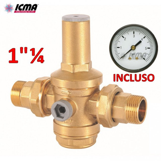 Réducteur de pression d'eau ICMA 1''1/4" M-M manomètre inclus