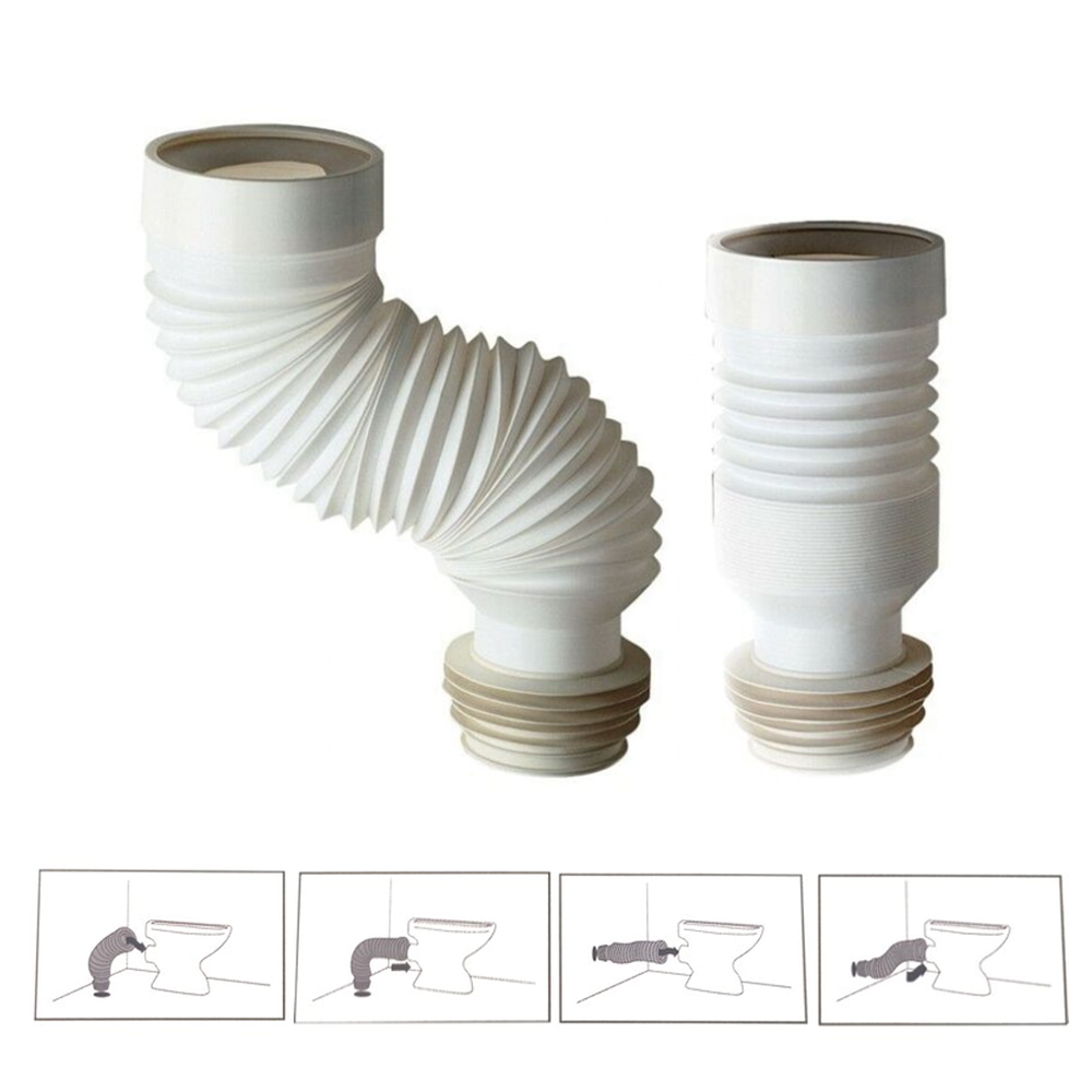 Tuyau flexible extensible de 25 à 53 cm pour le raccordement à l'évacuation des toilettes