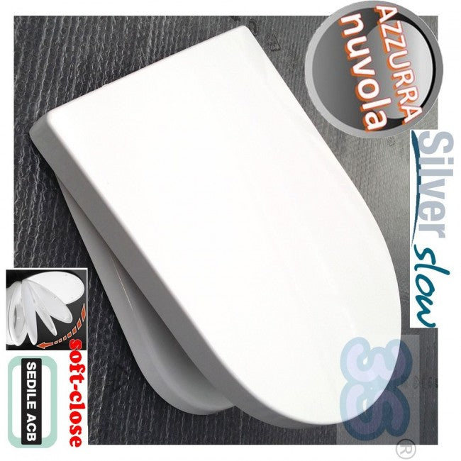 Abattant WC NUVOLA Ceramica Azzurra à fermeture douce - ACB Ercos Silver Slow