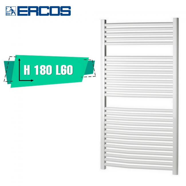Ercos Monica White Towel Dryer 180x60 cm 55 cm center distance