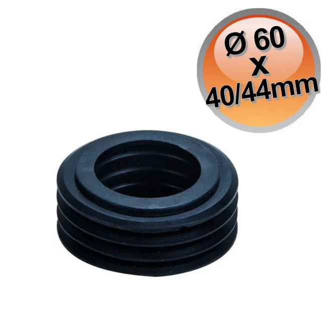 Collier de serrage en caoutchouc noir pour abattant de toilettes - ext. 60 x int. 40/44 mm