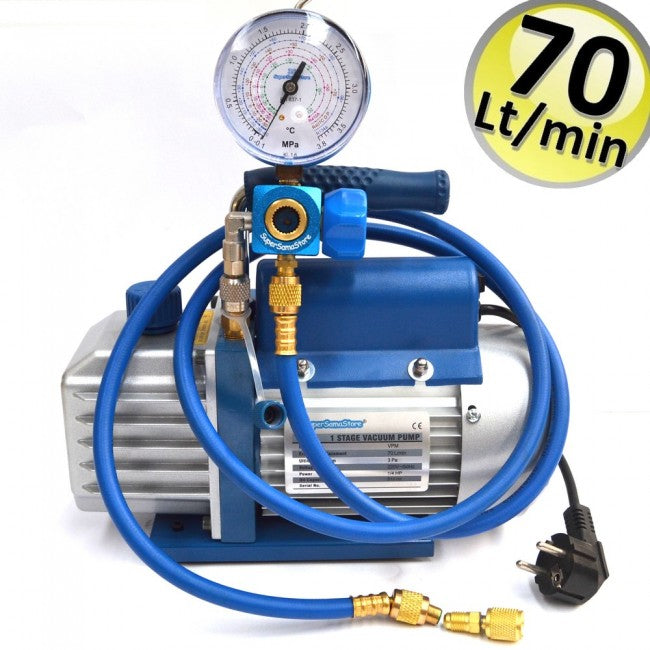 Kit de charge et de mise sous vide - Pompe 70 l/min - Manomètre R32 R410A R407C R134A - Tuyau