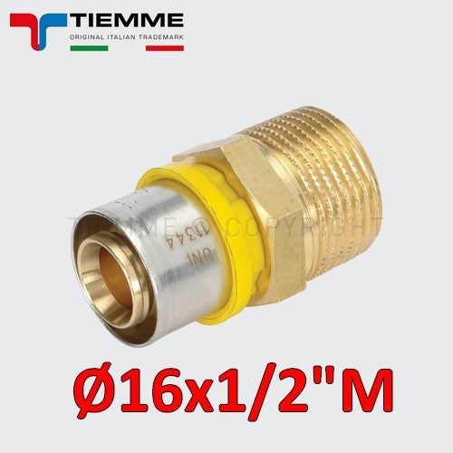Raccord multicouche pour gaz - raccord mâle droit 1/2'' x Ø 16 mm