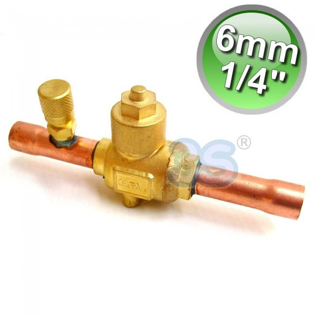 6mm ball valve with service port - 1/4'' bi-flow copper