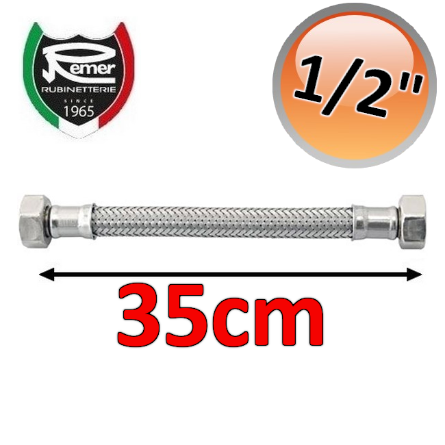 Flexible hose - 35 cm - 1/2'' Female to Female with 7-wire aluminum alloy braid