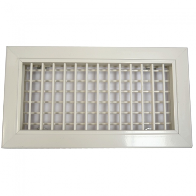 Buse de sortie en aluminium blanc - 400 x 100 mm avec double rangée d'ailettes mobiles
