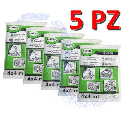 Bâche de protection en polyéthylène 4x4m - 5 pièces