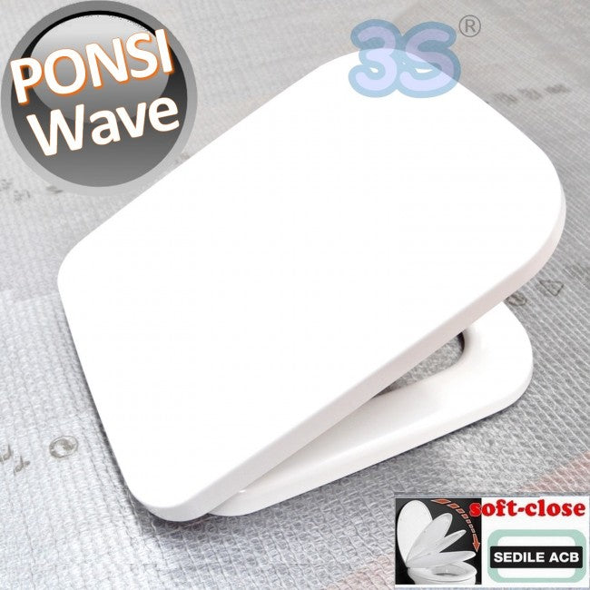 Abattant de toilette WAVE en thermodurcissable à fermeture douce - Pour toilettes sur pied - Ponsi