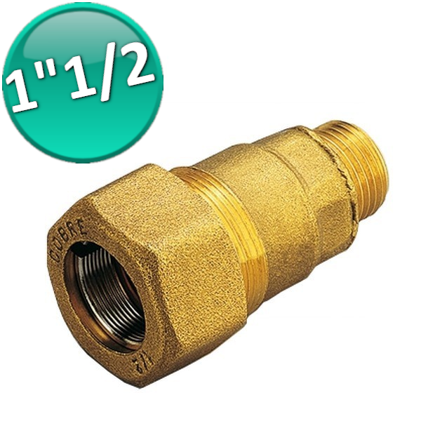 Raccord à compression simple joint, laiton, 1''1/2", pour tuyaux en fer et en acier - Série TIEMME 1590