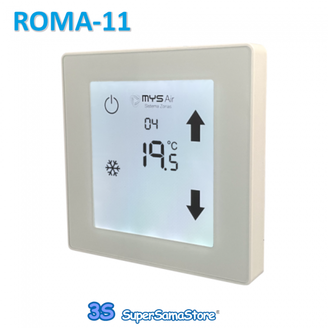 Thermostat ROMA-11 BLANC avec écran tactile monochrome rétroéclairé