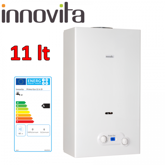 INNOVATE PRIMO ECO 11 ic D - Chauffe-eau instantané au méthane à faible émission de NOx, 11 L, chambre ouverte - allumage par ionisation