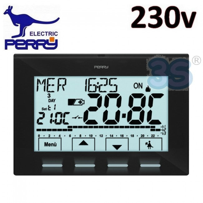 Perry 1CRCR029A - Chronothermostat numérique mural série NEXT 230 V, couleur anthracite