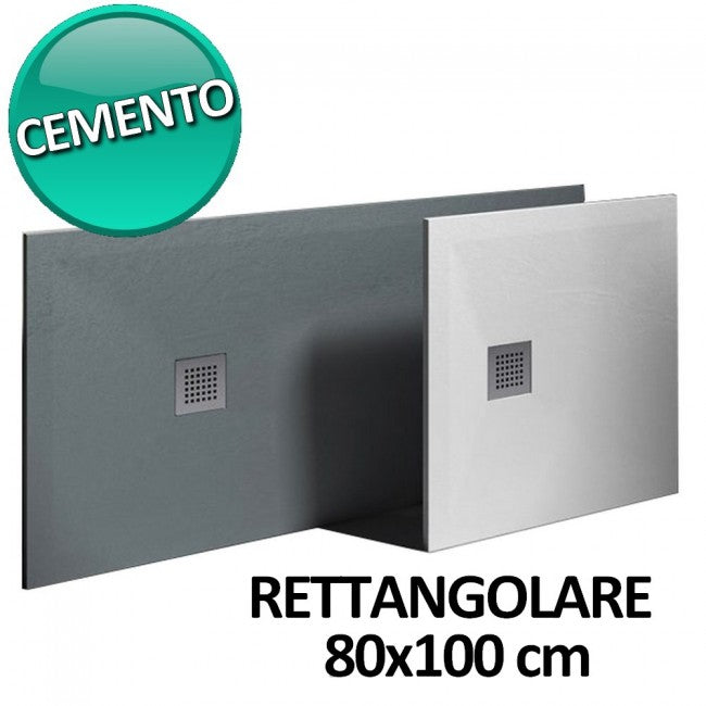 Receveur de douche 80x100 en résine et gelcoat effet pierre - Couleur Cemento