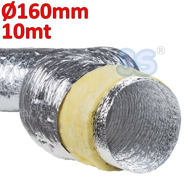 Gaine flexible en aluminium et polyester avec isolation acoustique, classe 1 - Ø 160 mm, rouleau de 10 m