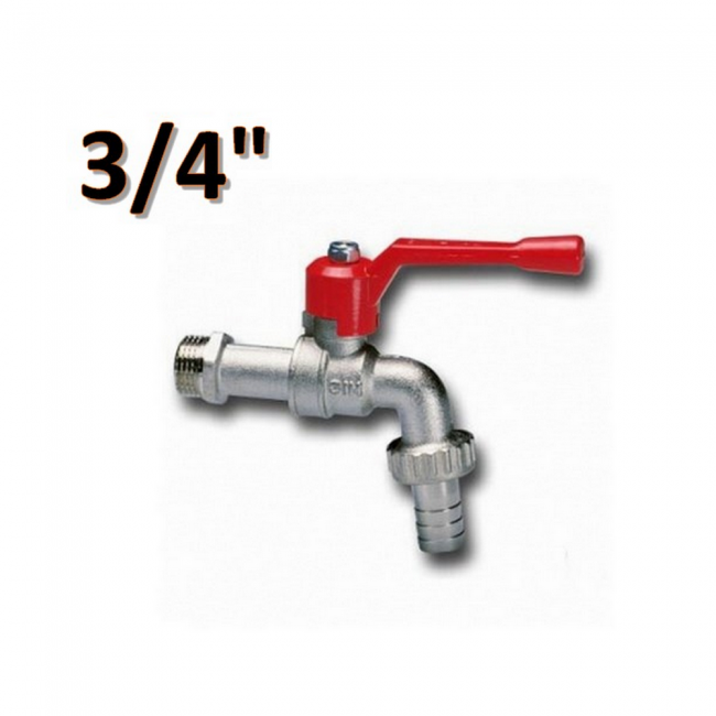 Vanne à bille 3/4'' avec raccord de tuyau et levier en aluminium