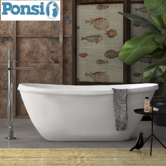 Baignoire GAMMA Ponsi en résine effet marbre avec structure de support - 169 x 71 cm