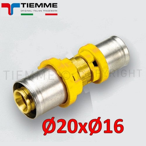 Multicouche pour gaz - manchon réduit à double joint droit Ø 16x20 mm