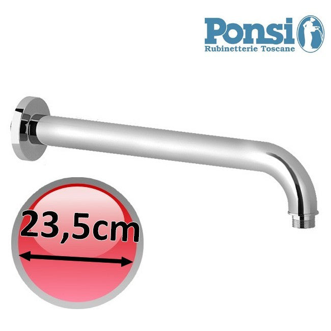 Bras de douche rond, 235 mm de large, en laiton chromé - Ponsi