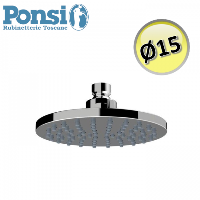 Pommeau de douche mural rond Ø 15 cm en ABS chromé - Ponsi