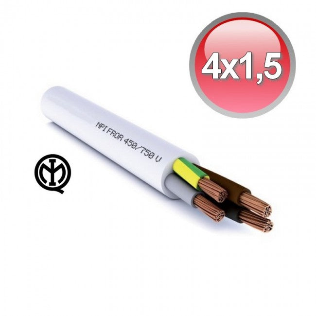 Câble électrique FS18 FROR à quatre conducteurs - 4 x 1,5 mm² - prix au mètre