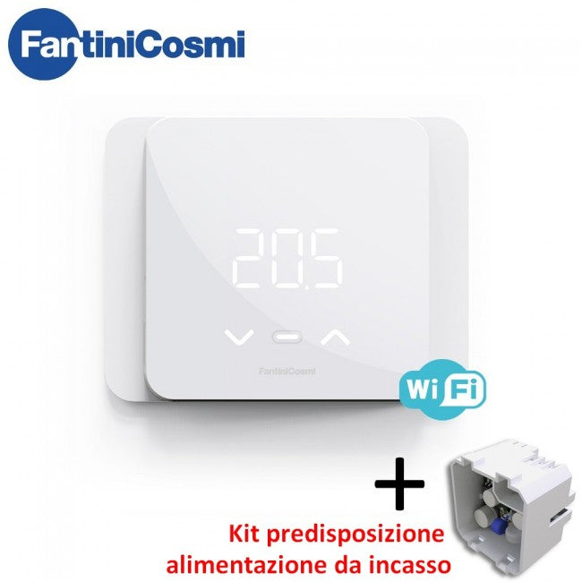 C800WIFIPRO - Electronic LED Chronothermostat with Smart Functions, complete with power supply kit and rectangular and square bases - WiFi