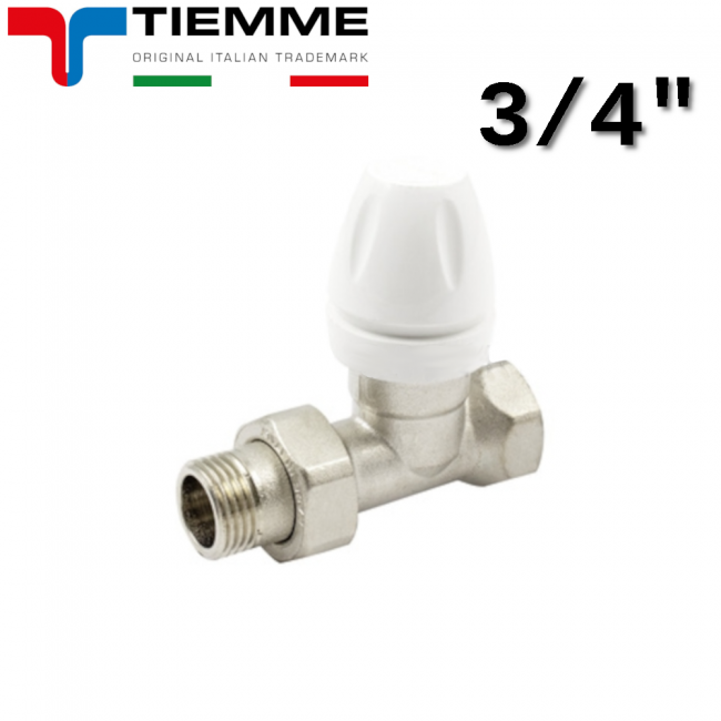 Robinet thermostatique droit 3/4'' pour radiateur avec raccord en fer, série TIEMME 3305