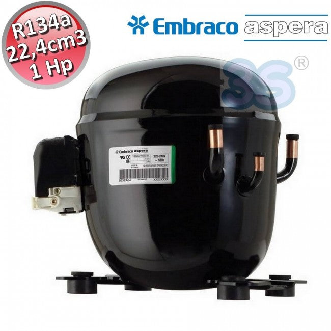 Hermetic R134A Gas Compressor - 1 Hp - 22.4 cm3 - Embraco Aspera NT6220Z