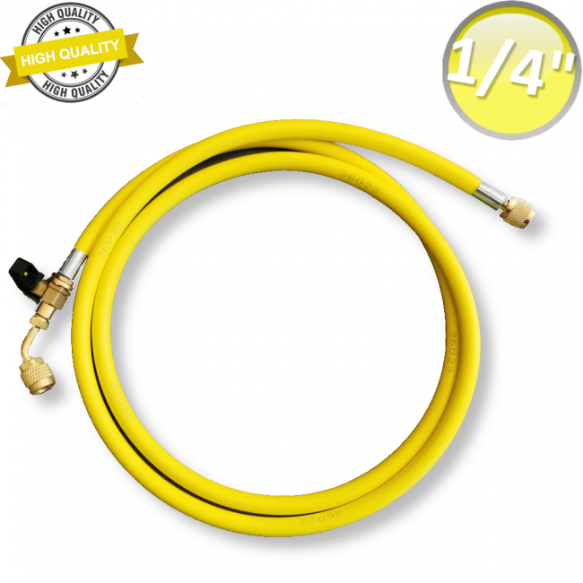 Tuyau flexible avec robinet 1/4'' x 1/4'' SAE haute qualité 1800 mm - Couleur jaune